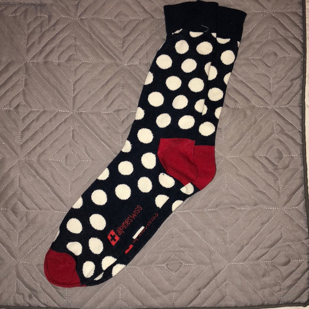 White polka dot socks from Alpineswiss